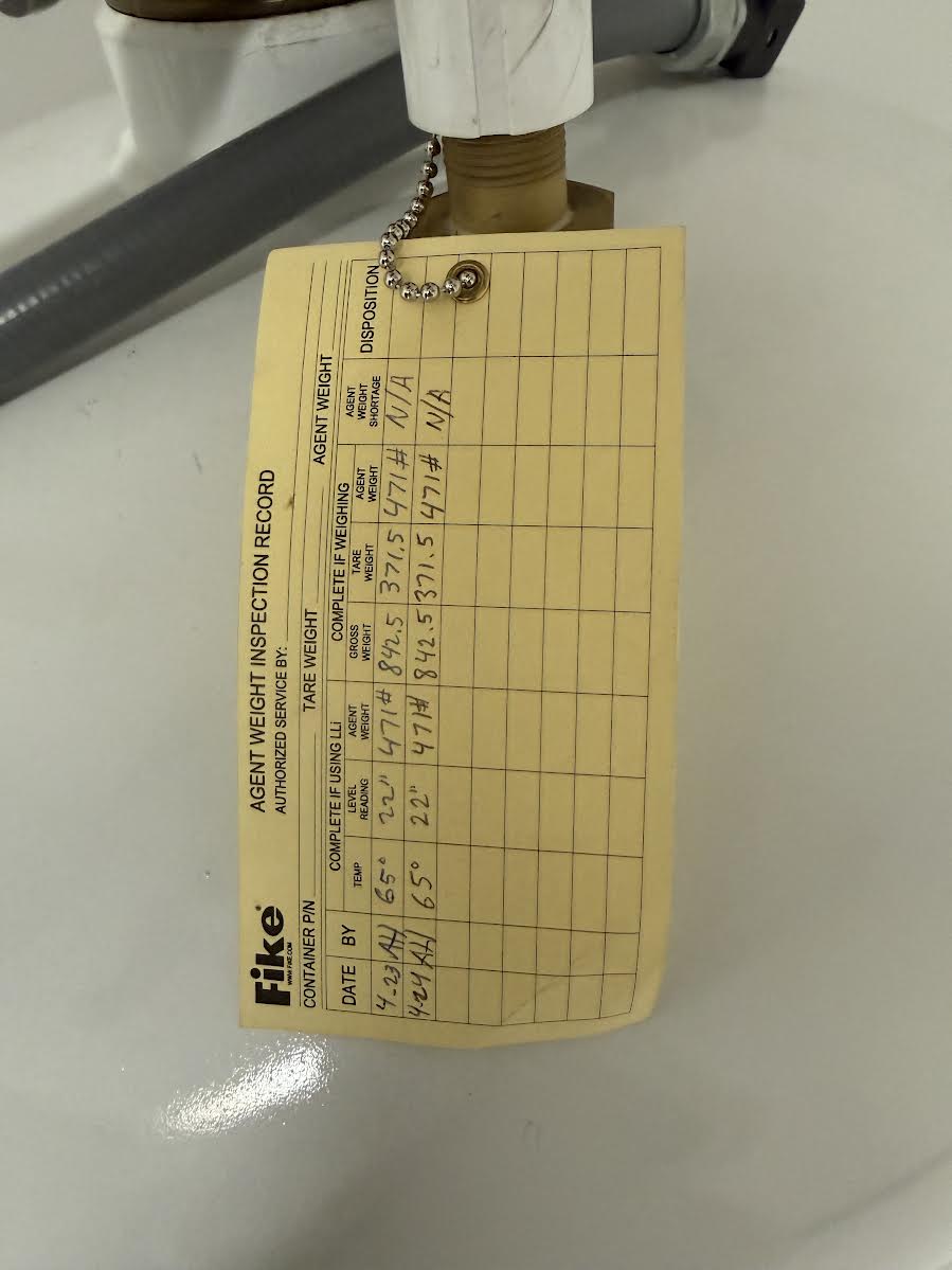 Fike Fire Suppression Cylidener HFC-125 Ecaro25 471Lbs Agent Weight
