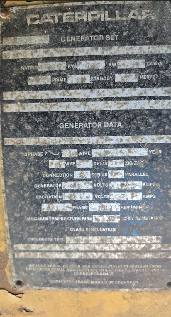 750KW Caterpillar 3508 Engine Diesel Generator 743 Hrs