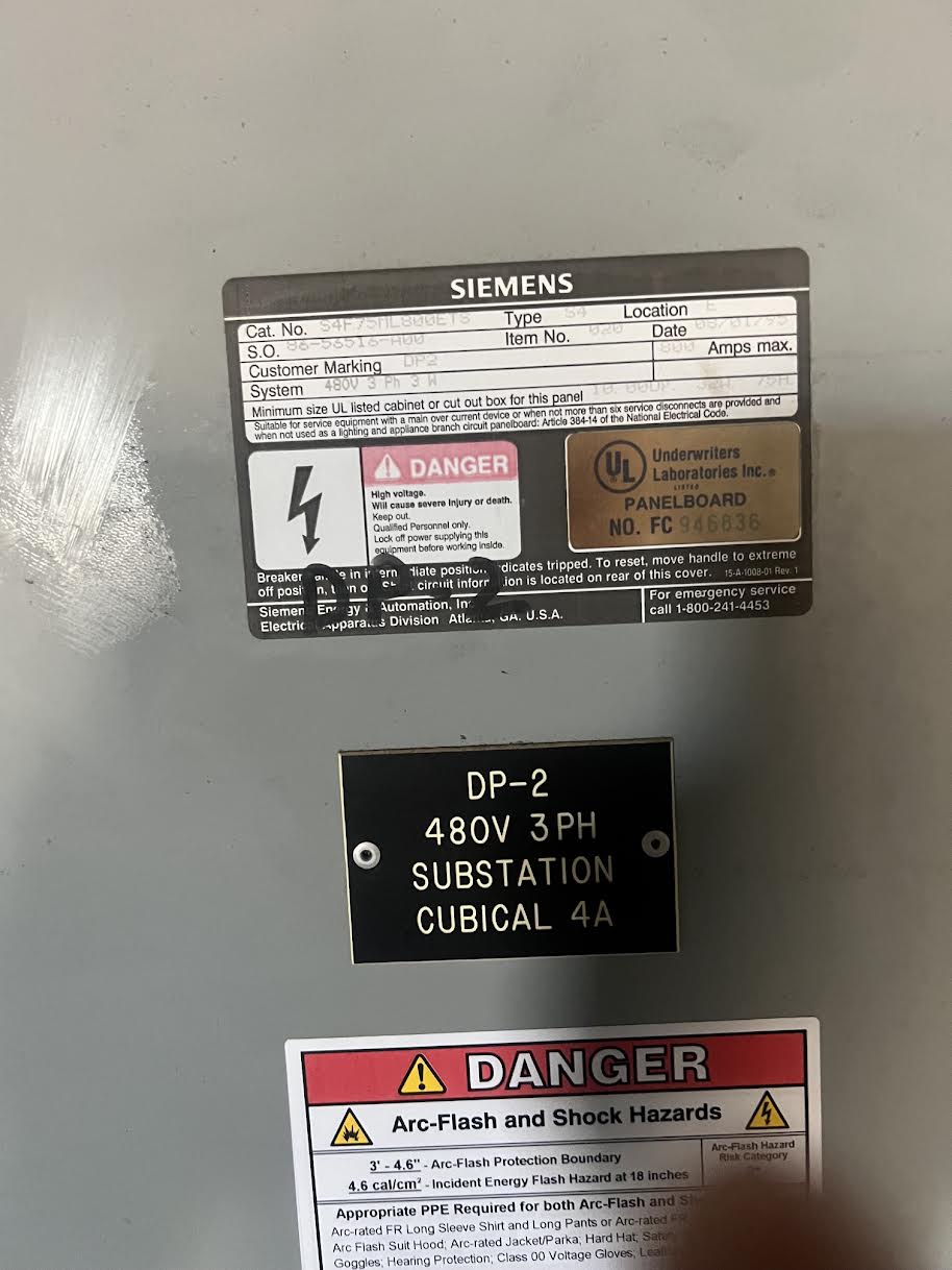 Siemens Type S4 Industrial Panelboard 800A 480V 3ph Distribution Switchboard 11 Subfeed & 2 Mains