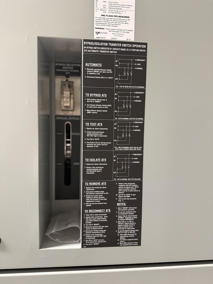 Needs datatag GE Zenith Entelli-Switch 250 460V Bypass Isolation Automatic Transfer Switch ATS