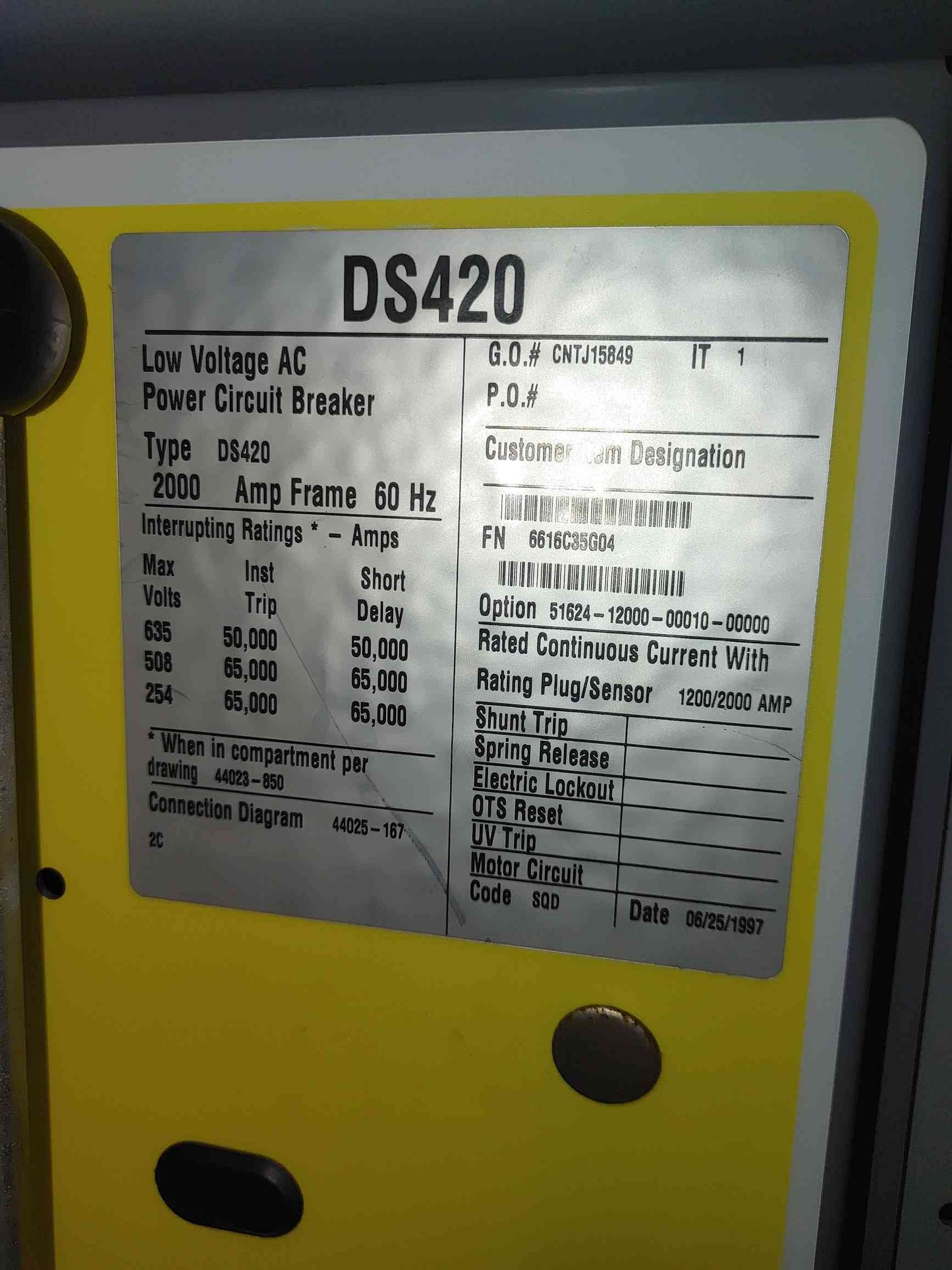 Square D DS420 2000A Circuit Breaker (110741)