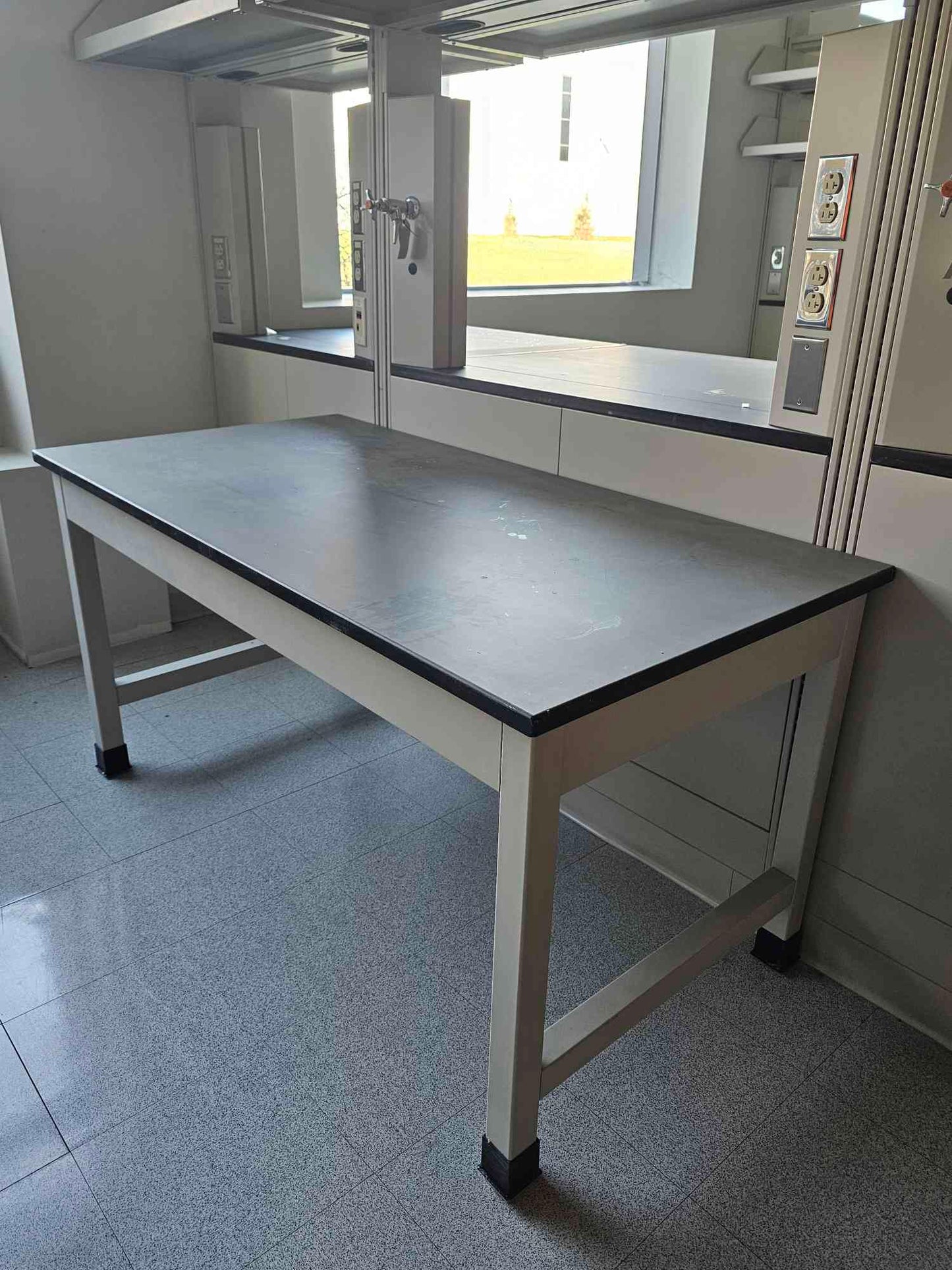 60" Heavy-Duty Industrial Lab Table - H-Frame Workbench with Epoxy Resin Top(SKU: 112892)