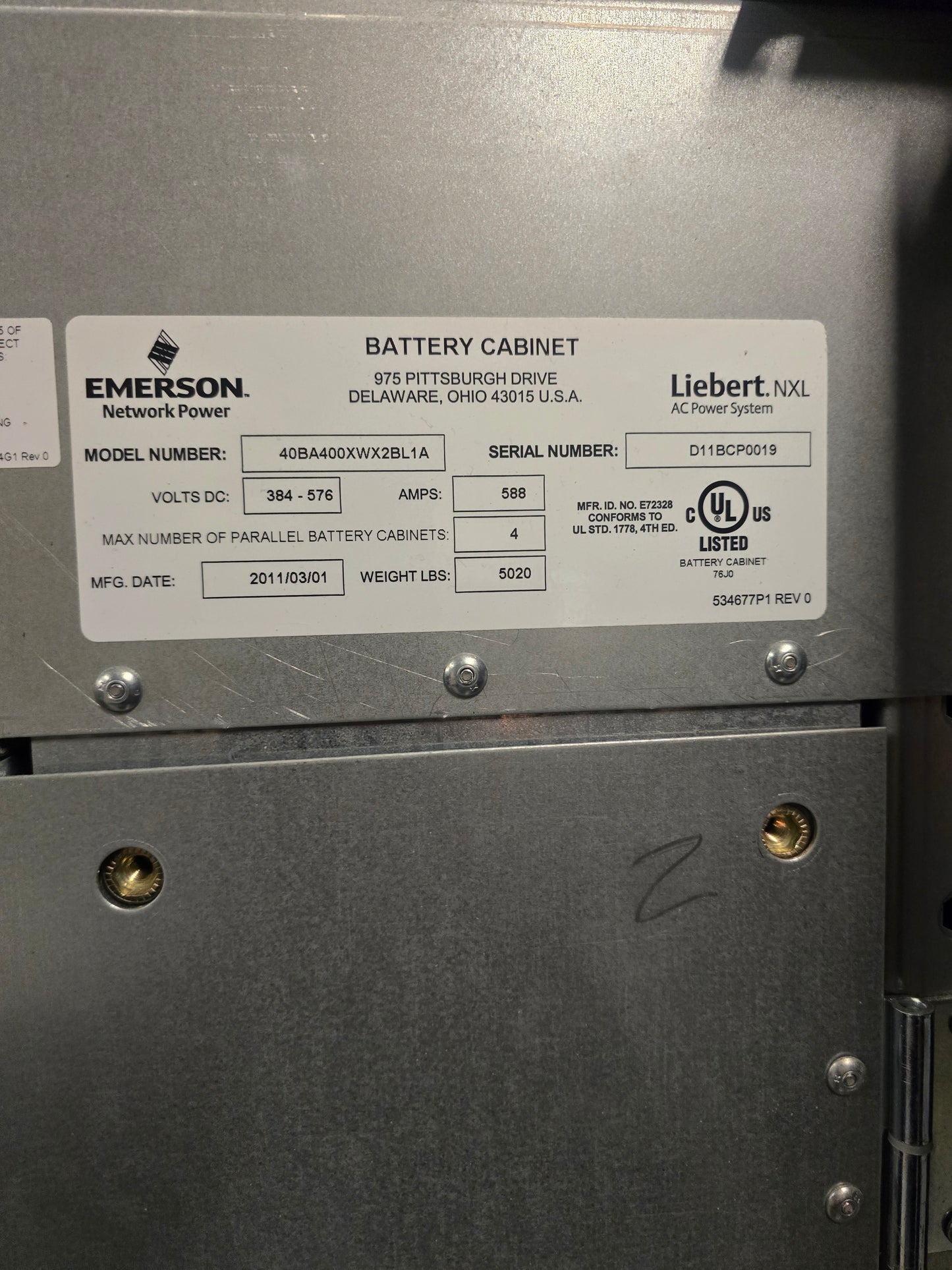 Liebert NXL 400kVA 400kW 480V 3PH Industrial UPS & Battery Cabinets System