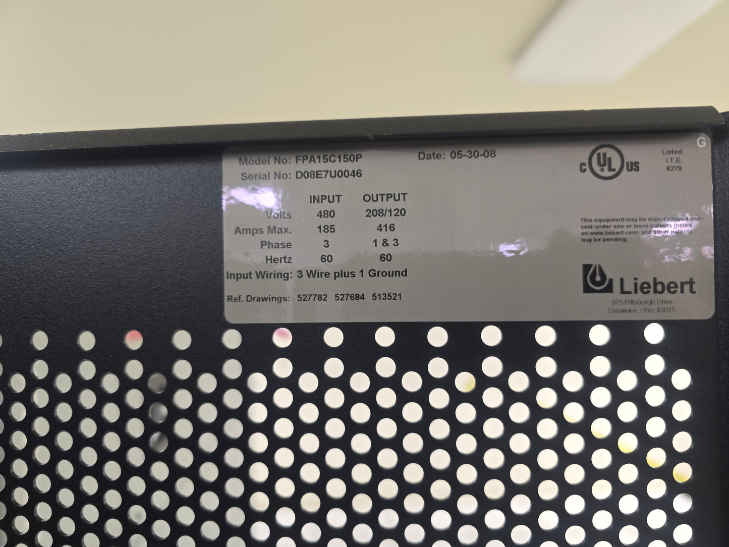 Liebert FPA15C150P FPC 150kVA Power Distribution Cabinet PDU 480V to 208/120V