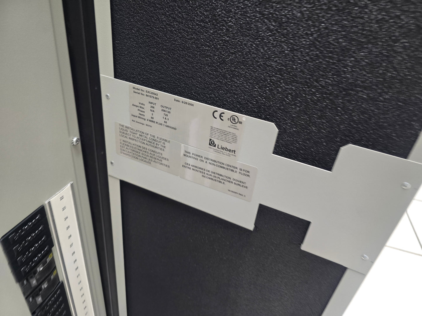 Liebert PPA150C 150kVA PDU Power Distribution Center & EXC Cabinet 480V 208V