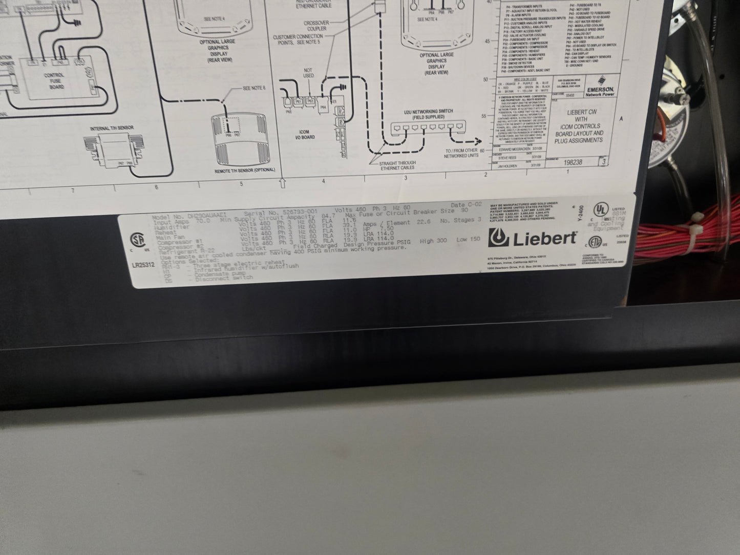 Liebert DH290AUAAEI 20 Ton CRAC Data Center AC Unit 460V 3PH iCOM Controls