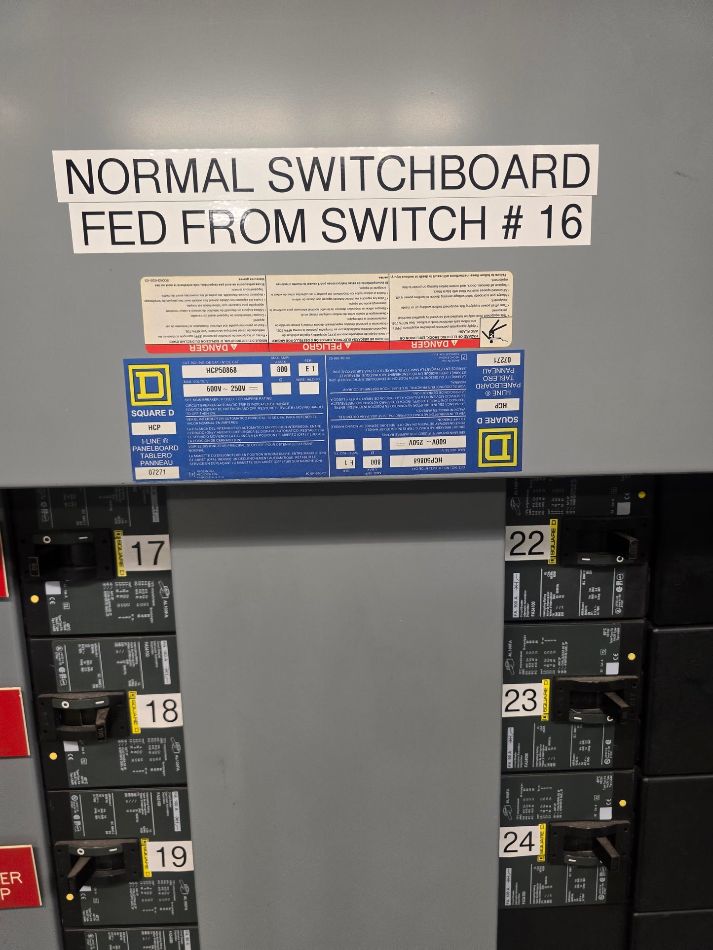 Square D I-Line HCP50868 800A 600V Panelboard Switchboard & FA/LA Breakers