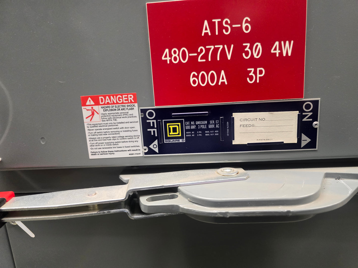 Square D QED 2000A 480V 3PH Switchboard QMB366W Bolt-Loc Switches Lineup