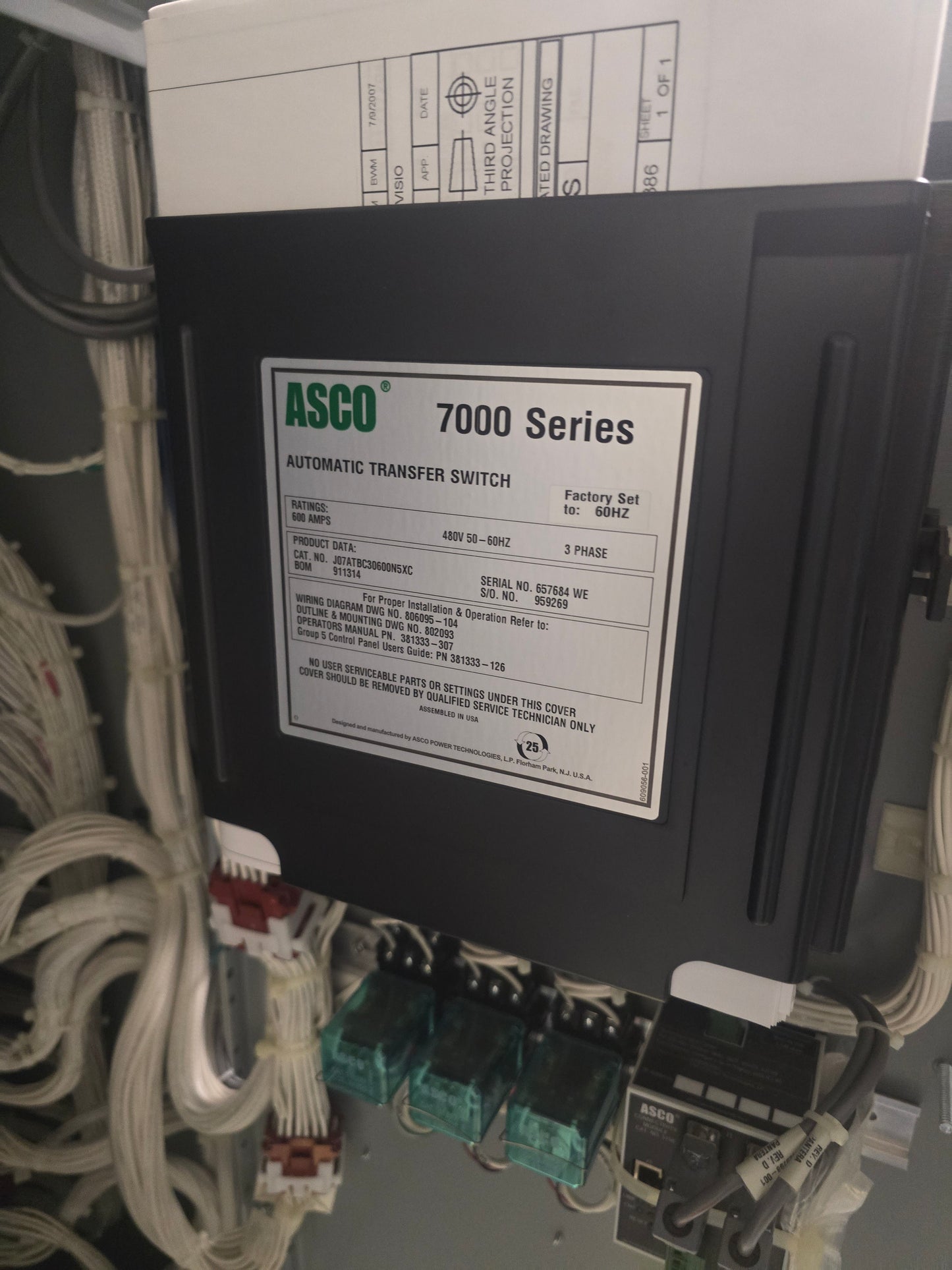 ASCO 7000 Series 600 Amp 480V Bypass Isolation Automatic Transfer Switch ATS