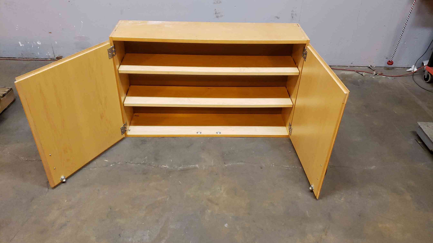 Kewaunee 4' Wood Wall-Mount Lab Cabinet Double Solid Door w/ Shelves