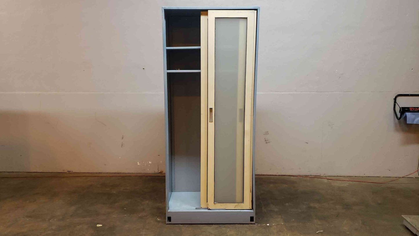7' Tall Blue Metal Storage Lab Cabinet with 2 Shelves Casework