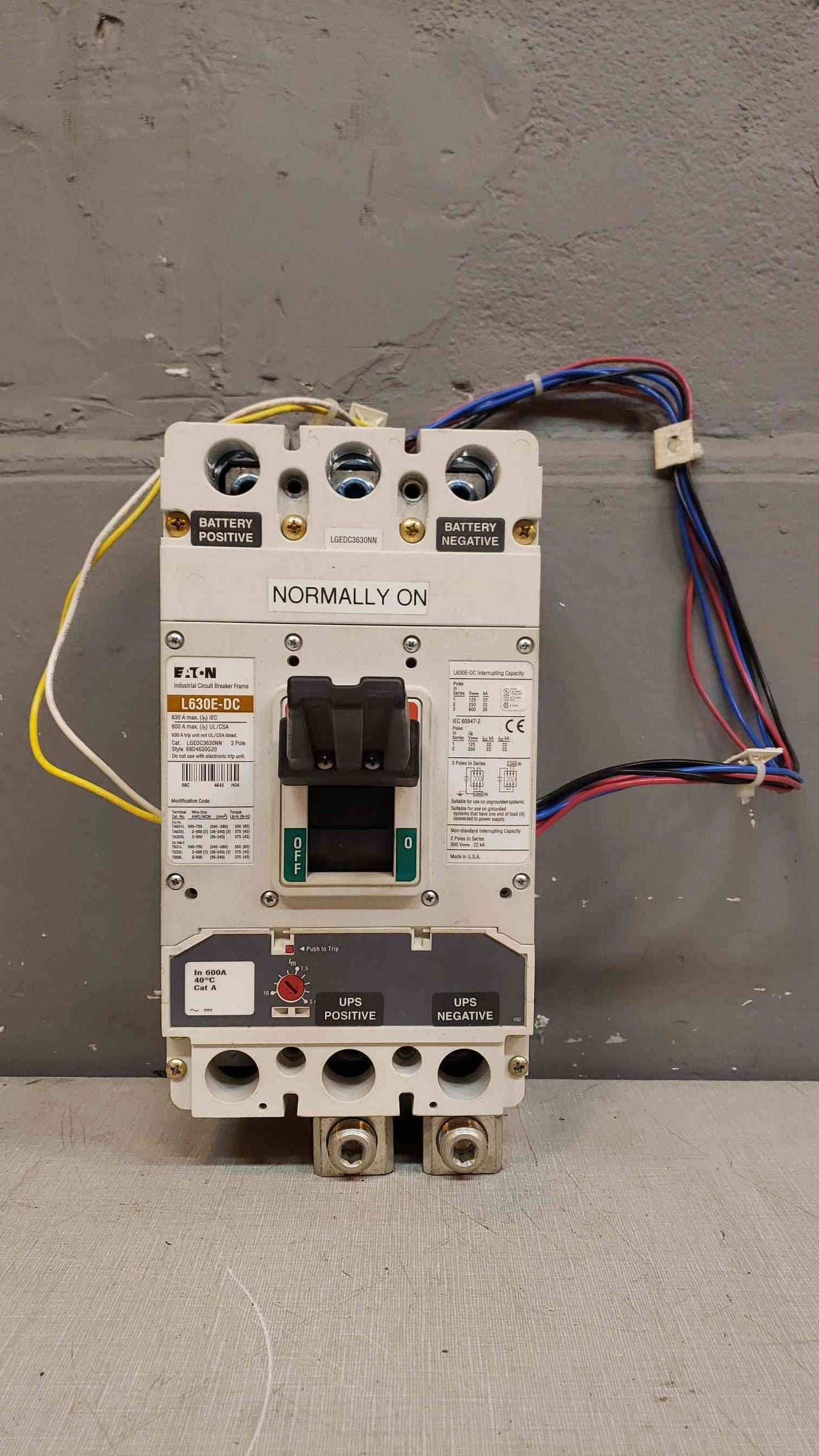 Eaton Circuit Breaker Frame 3 Pole 600A LGEDC3630NN (SKU:103224)