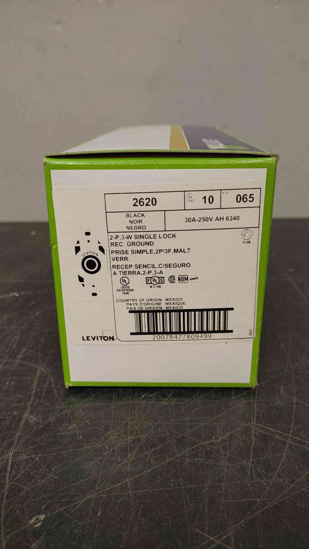 Box Of 10 Leviton L6-30 2 Plug 3 Wire Receptacle 30A 250V(103339)