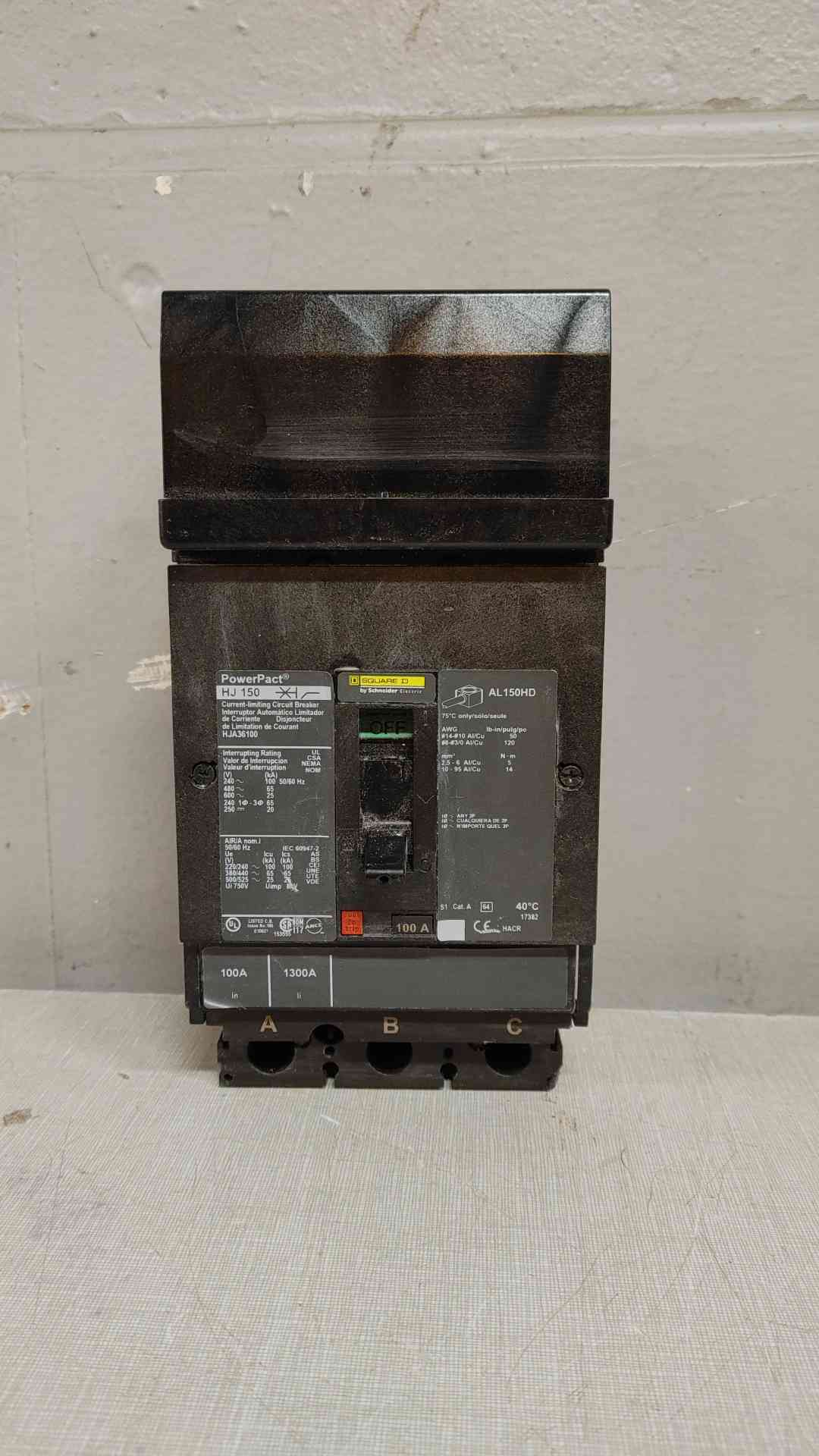 Square D PowerPact 100A Breaker HJA36100 (SKU: 104581)