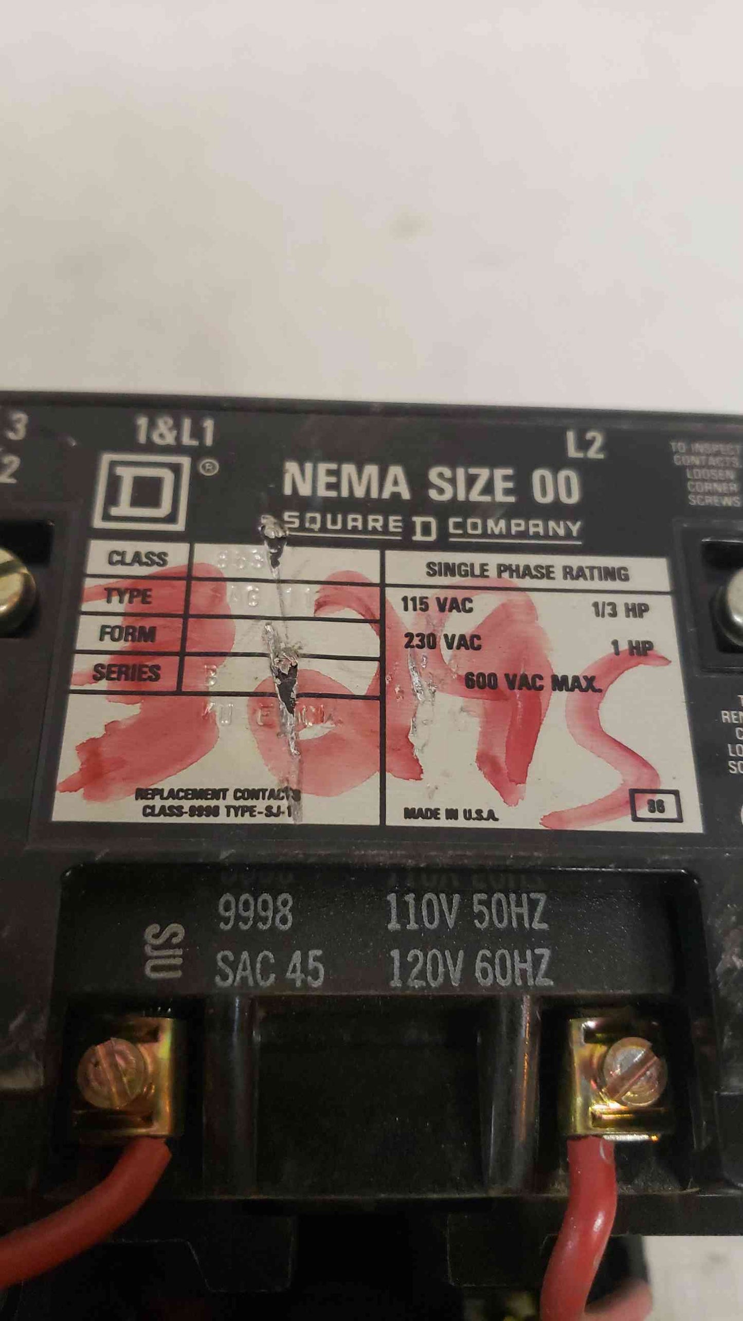 *Pickup Only* Square D 8536-SAG-12 SerB Motor Starter 1.5-2HP 600VAC Nema Size 00 240V Coil