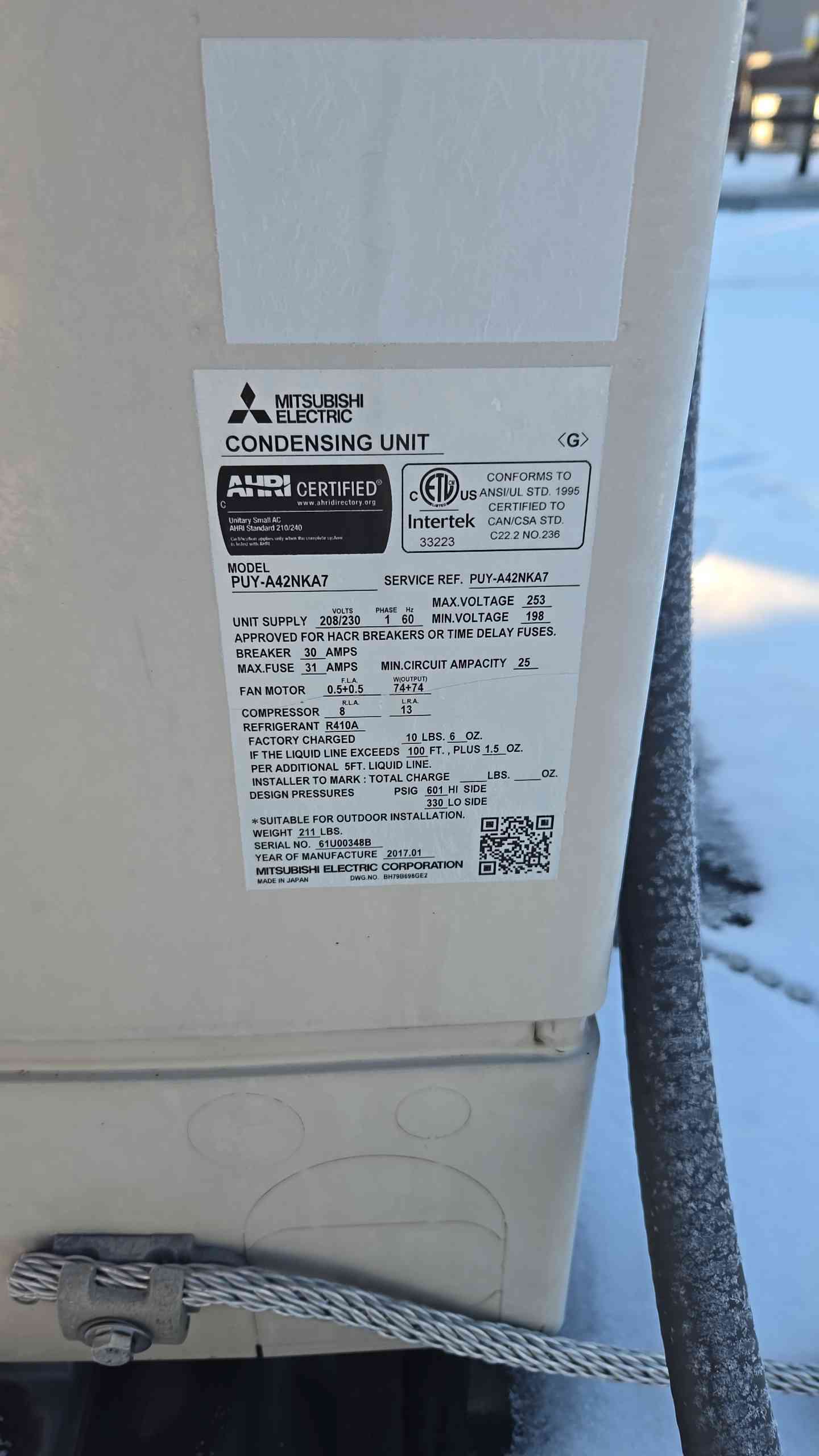 Mitsubishi Electric PUY-A42NKA7 Condensing Unit '17 (107410)