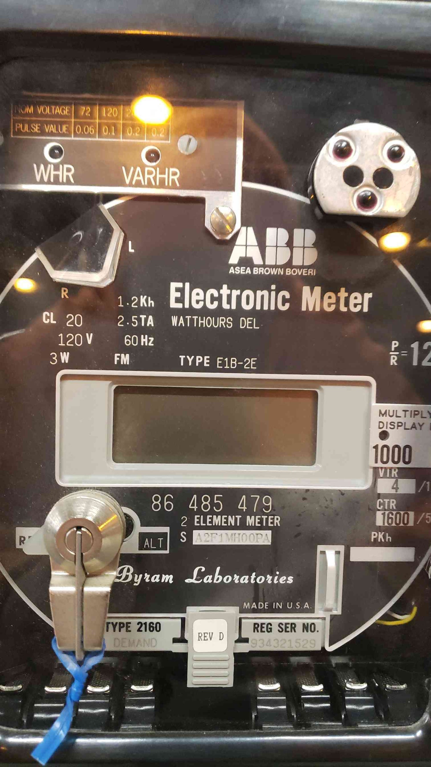 *Pickup Only* ABB Electronic Meter 120V 3W Type E18-2E (SKU: 107860)