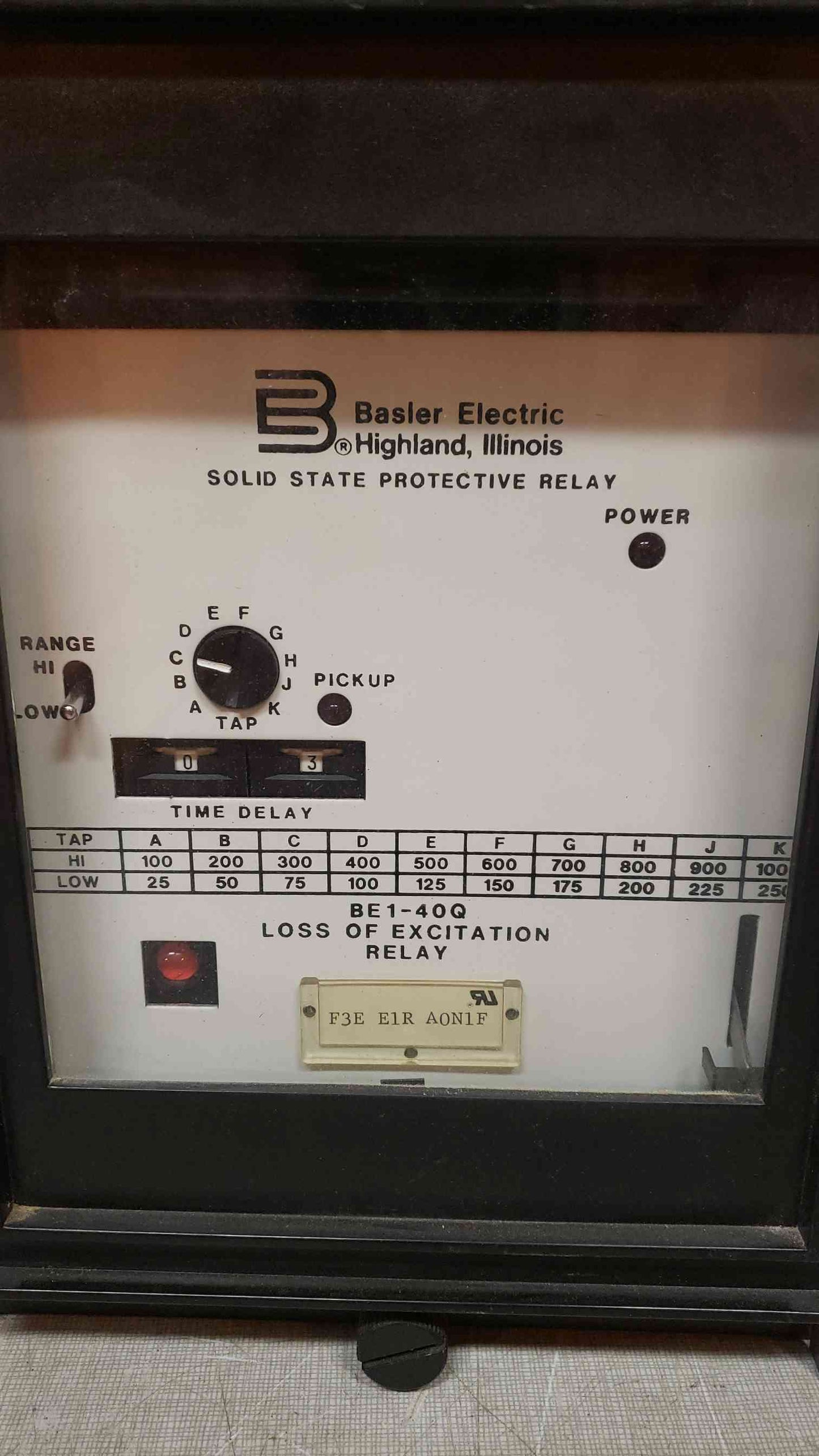 Basler Electric Solid-State Loss Of Excitation Protective Relay BE1-40Q (SKU: 107862)