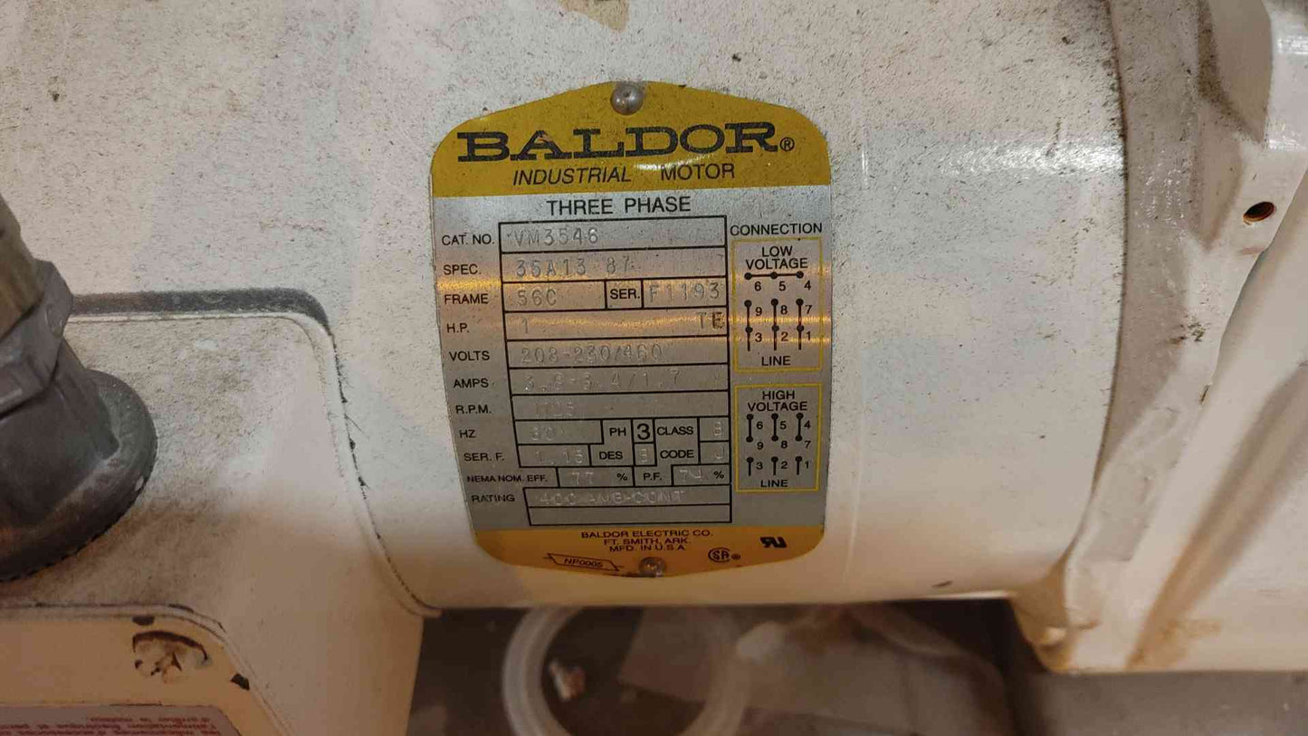 Portable G&H Rotary Lobe Nord Pump Furnas Baldor 1HP Motor Unibloc 4000/1