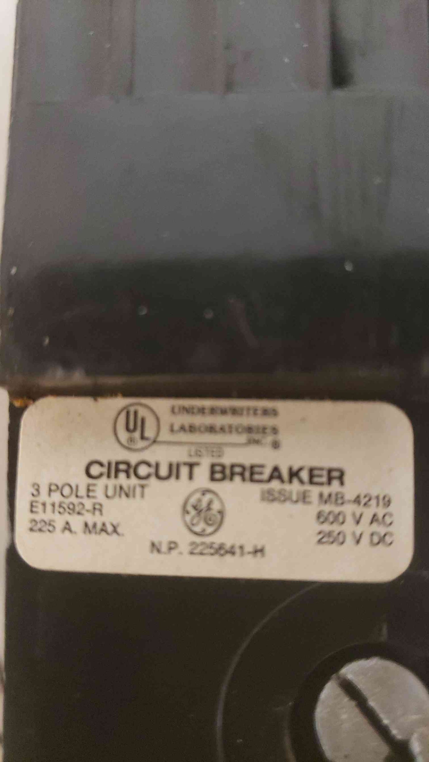 GE 200A 600VAC 3 Pole Breaker TFJ236200 (SKU: 108465)