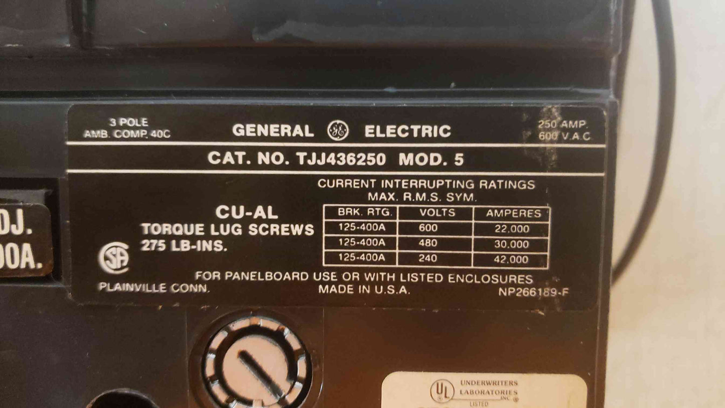 GE 250A 600VAC 3 Pole Breaker TJJ436250 (SKU. 108466)