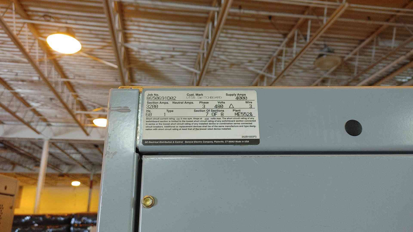 General Electric 8 Section Switchgear 4000A 3PH 480V (108470)