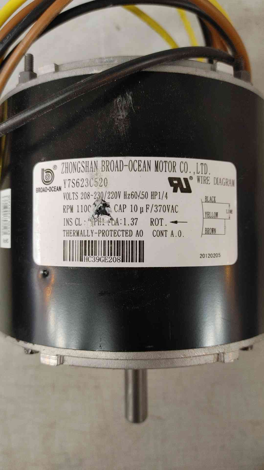 Zhongshan Broad-Ocean Motor 1/4HP 208-230/220V Y7S623C520 (108860)