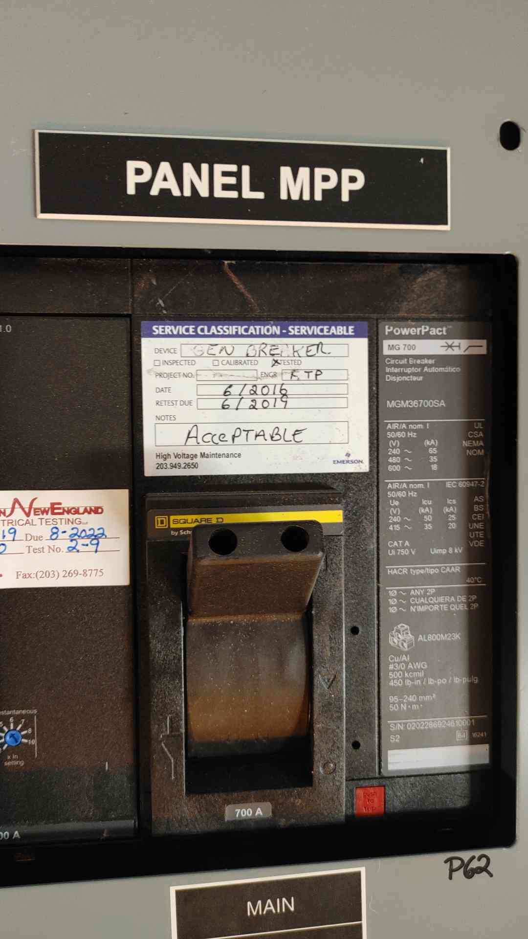 I-Line Square D Panelboard 12241127970010001 700A Main Breaker 208/120 VAC 3 Phase 4 Wire (108865)