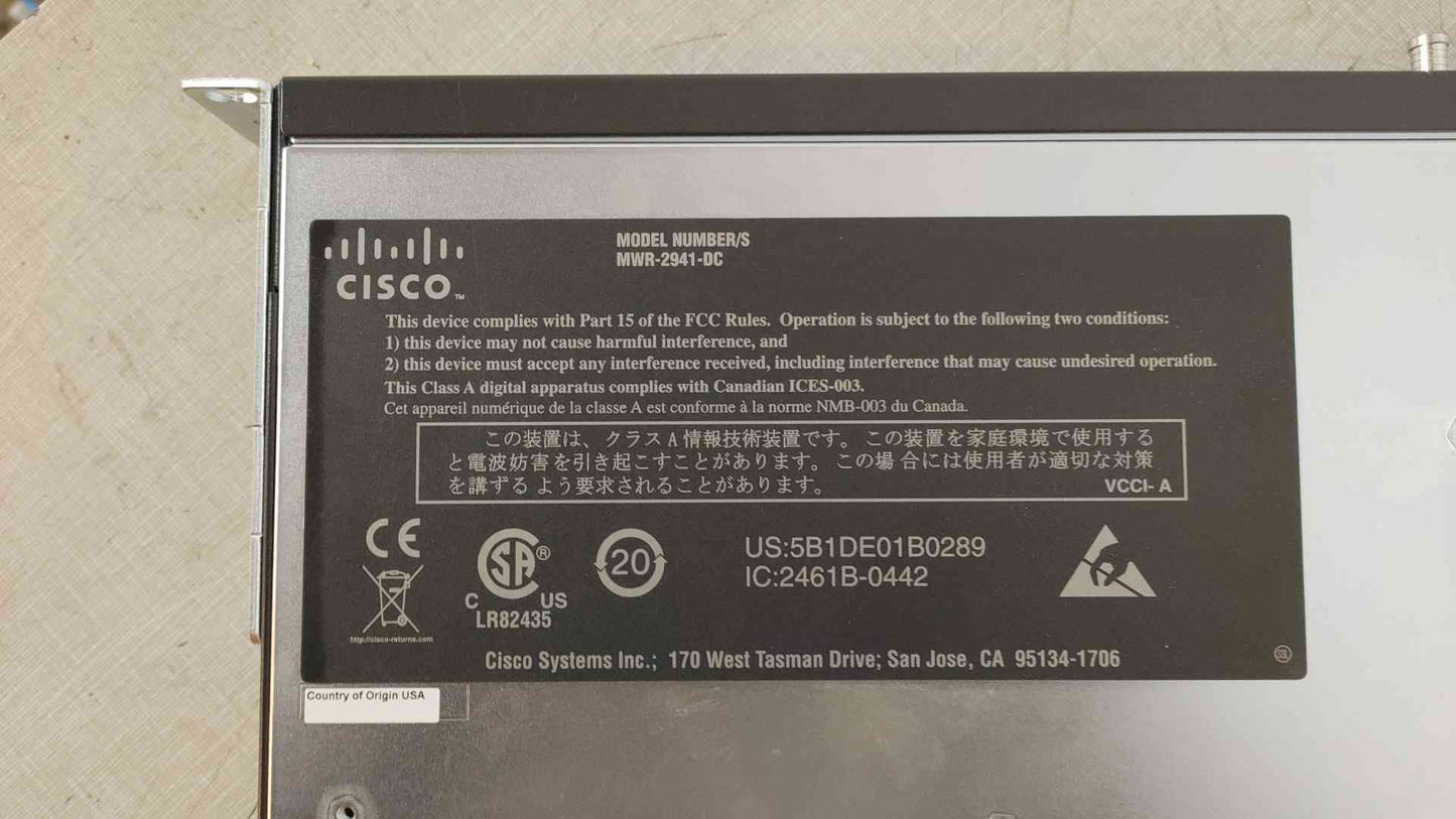 Cisco MWR 2941-DC Mobile Wireless Edge Router (108913)