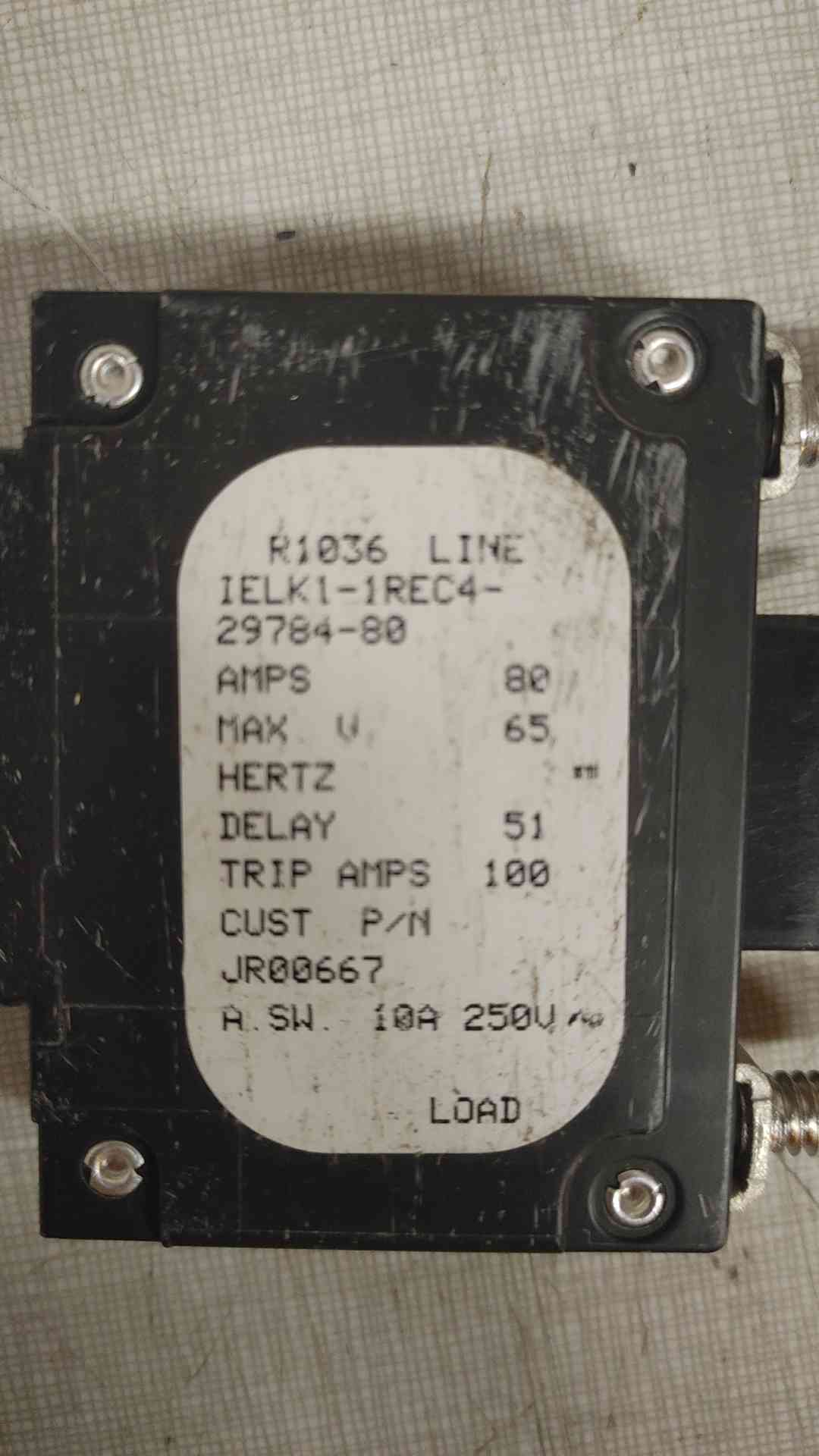 Airpax 80A 1 Pole Breaker IELK1-1REC4-29784-80 *Pickup Only*