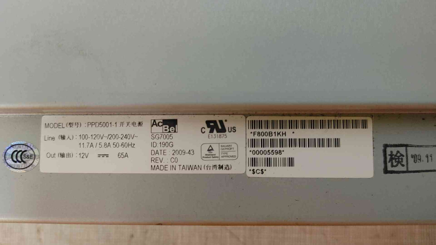 High-Performance 12V 65A Server/Industrial Power Supply (PPD5001-1, F800B1KH)