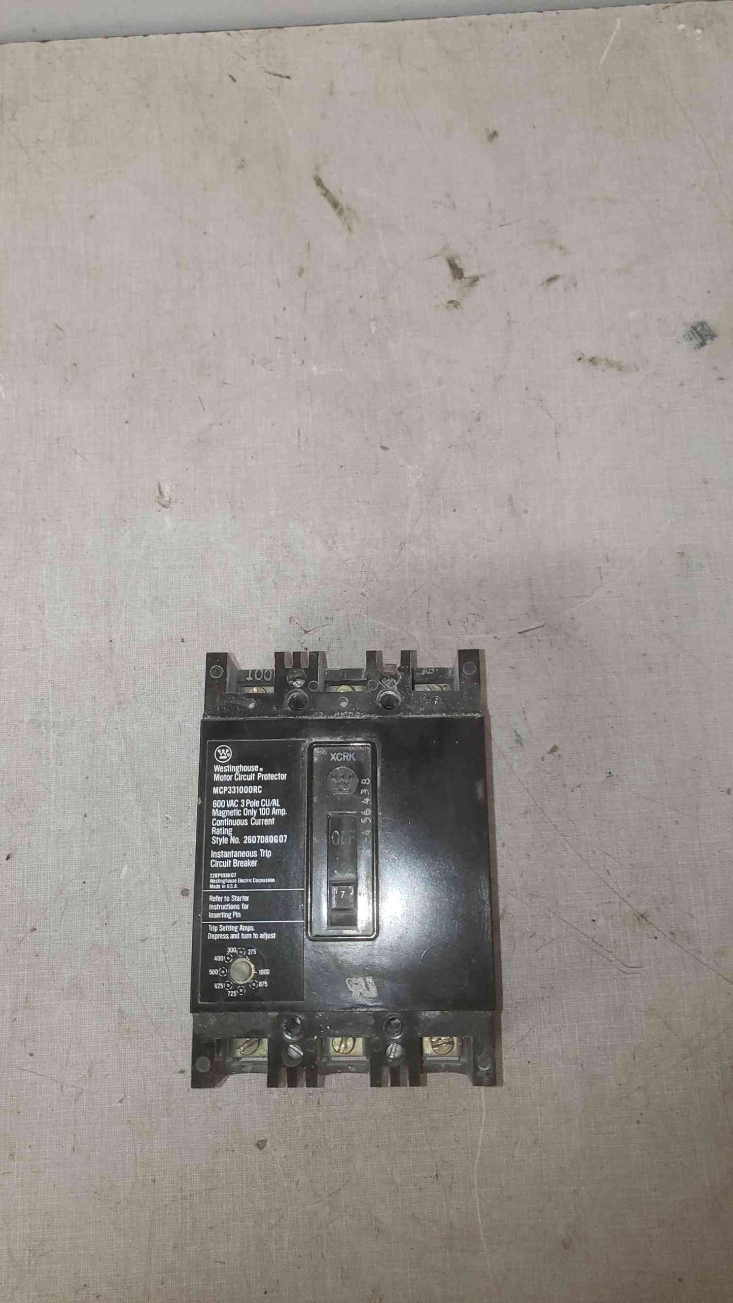 Westinghouse 7A 600VAC 3 Pole Breaker MCP331000RC (SKU: 109603)