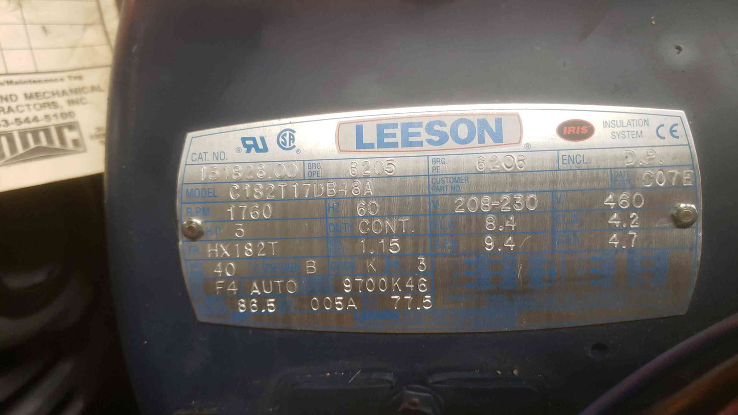 LEESON 3HP 460 208-230 Motor C182T17DB48A (SKU: 109631)