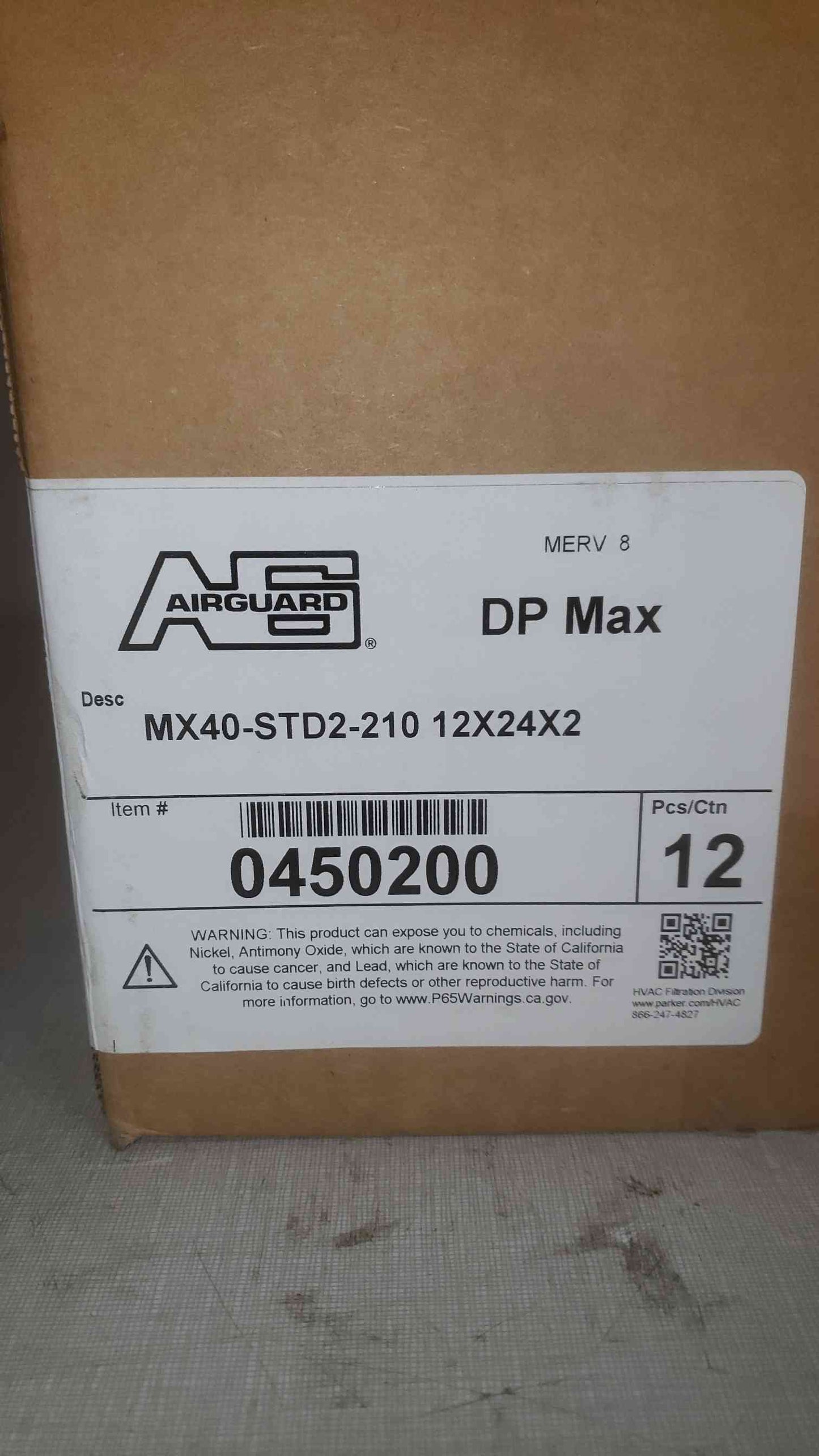 Box of 12 Airguard 12x24x2 DP Max MX40-STD2-210 0450200 (SKU: 109884)