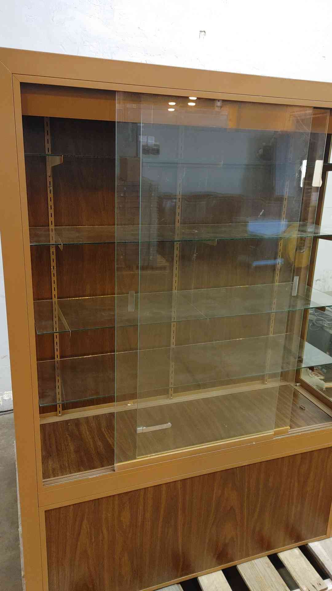 4ft Sliding Glass Display Cabinet w/ Light , Wood Frame (SKU: 109903)