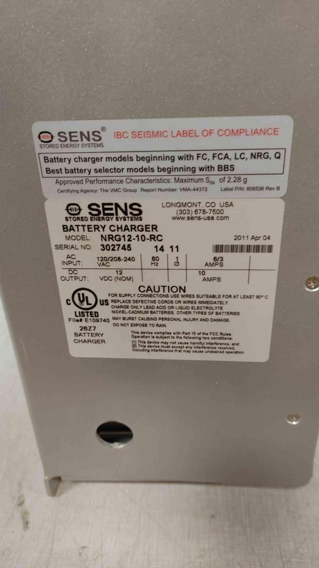 SENS 120/208-240V 60Hz Battery Charger NRG12-10-RC (SKU:109932)