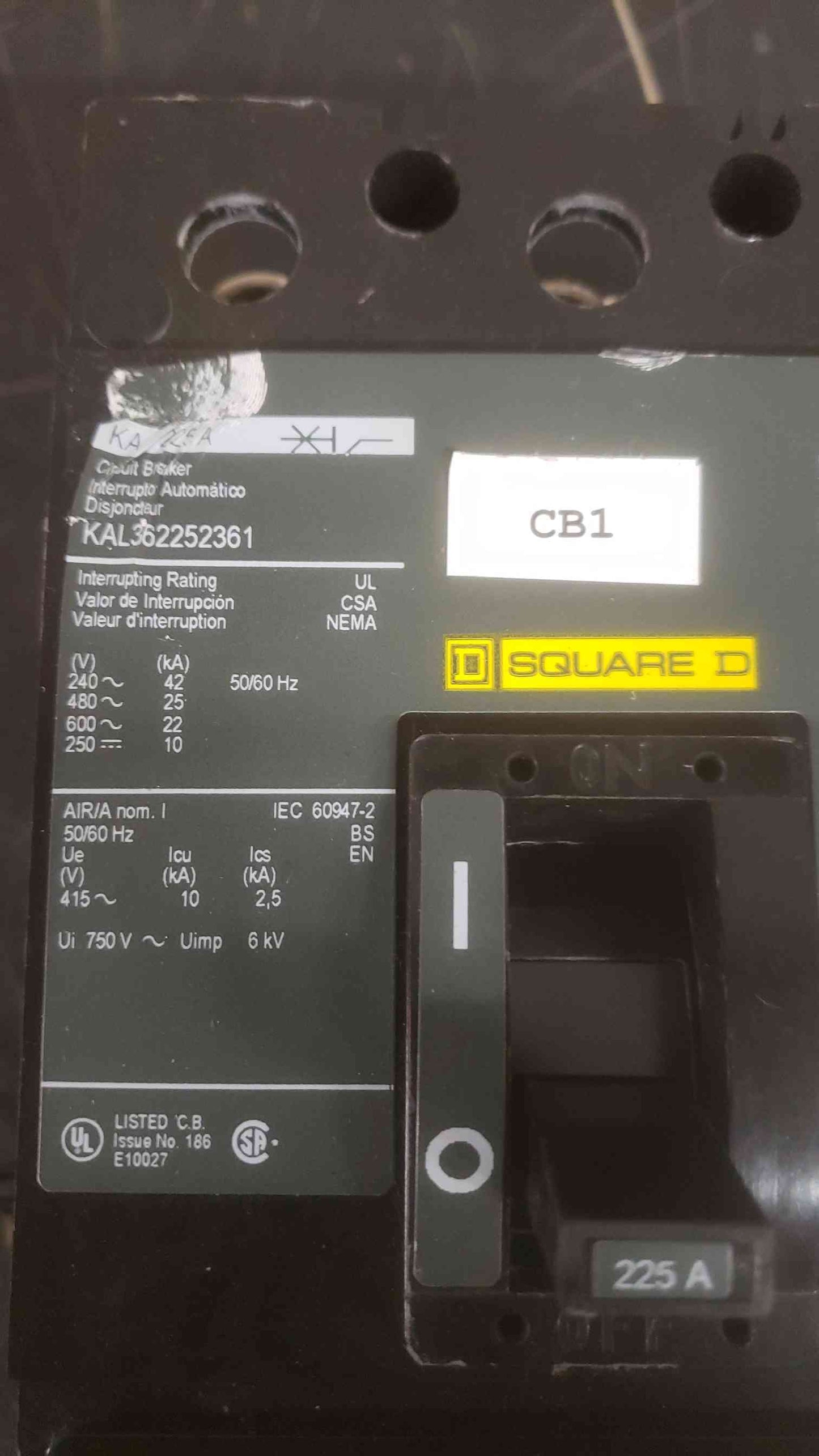 Square D 225A 3 Pole Breaker KAL362252361 (SKU: 110099)