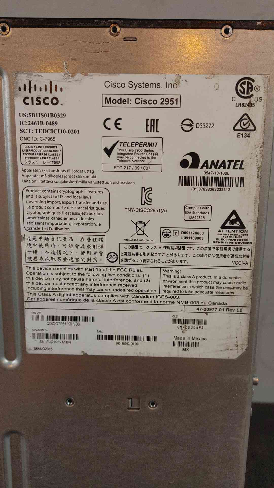 Cisco 2951 Integrated Service Router (SKU: 110146)