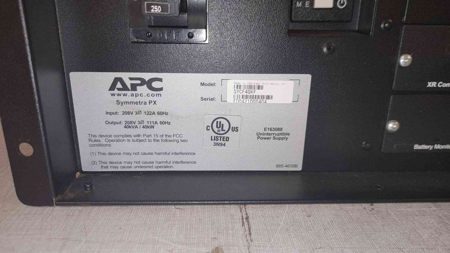 APC Symmetra PX UPS 208V 40KVA SYCF40KF System Power Supply Chassis(103599)