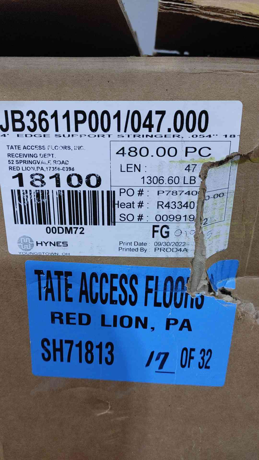 NEW Tate 4' Floor Stringers JB3611P001/047.000 (SKU: 111136)