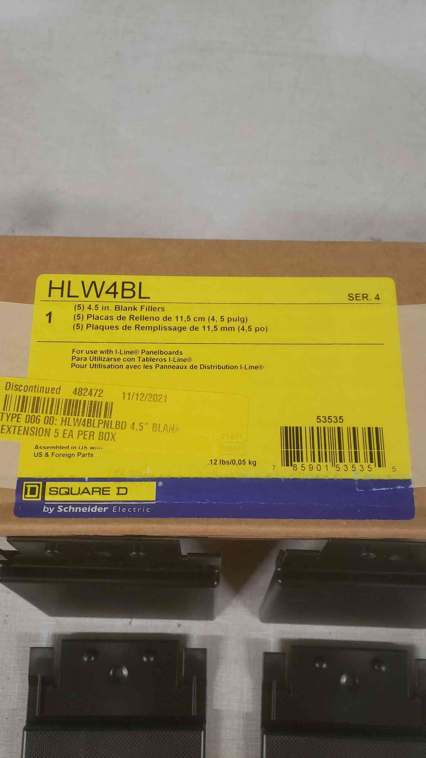 NEW SQUARE D 4.5 Blank Fillers HLW4BL Box of 5