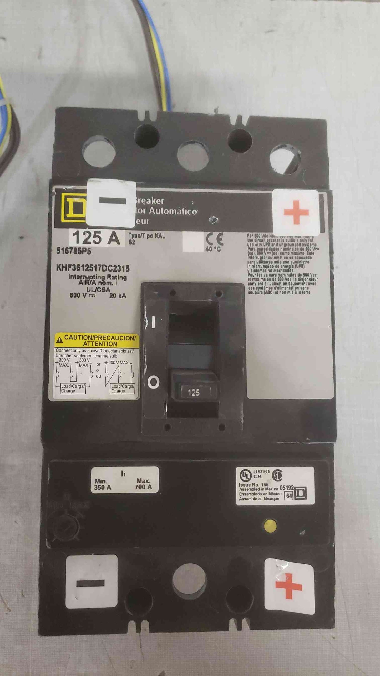 Square D 125A 3P 500V Breaker KHF3612517DC2315 (SKU: 111176)