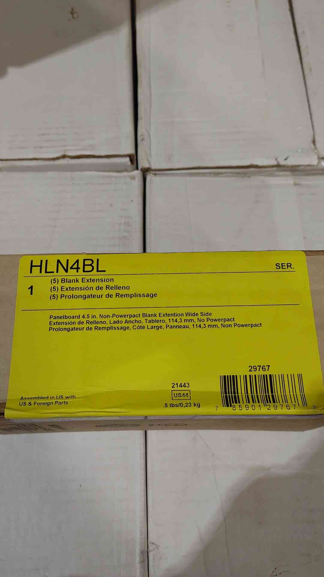 New Box Of 5 Square D 4.5" Panelboard Blank HLN4BL (SKU: 111276)