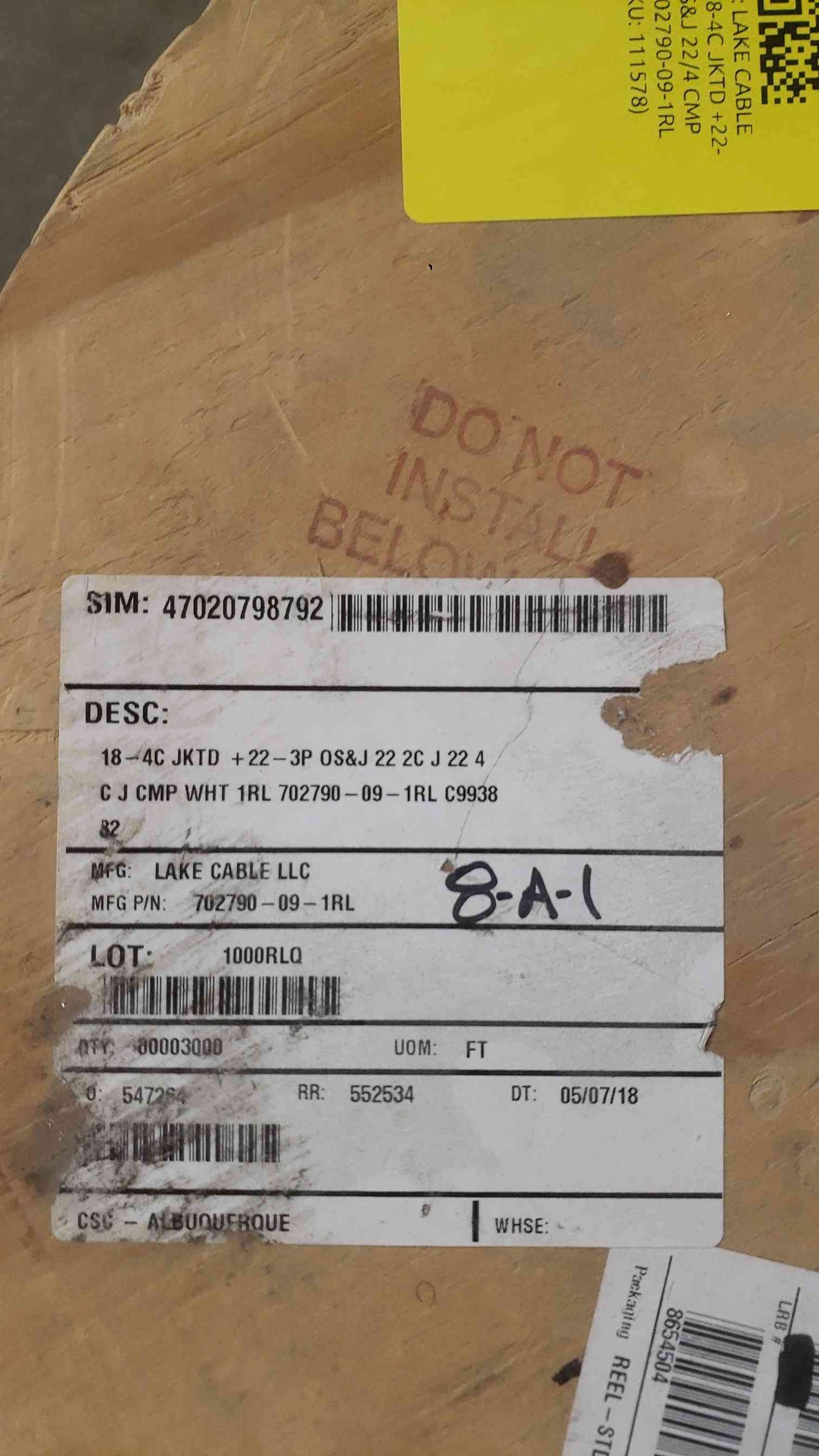 LAKE CABLE Open 18-4C JKTD +22-3P OS&J 22/4 CMP 1RL 702790-09-1RL (SKU: 111578)