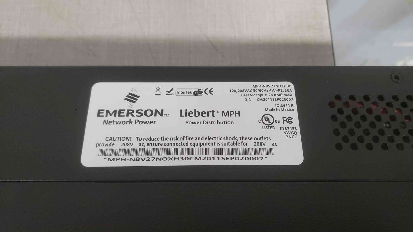 Emerson 21 Plug In 120/208V 4W+PE 30A PDU Strip MPH-NBV27NOXH30 (SKU: 111844)