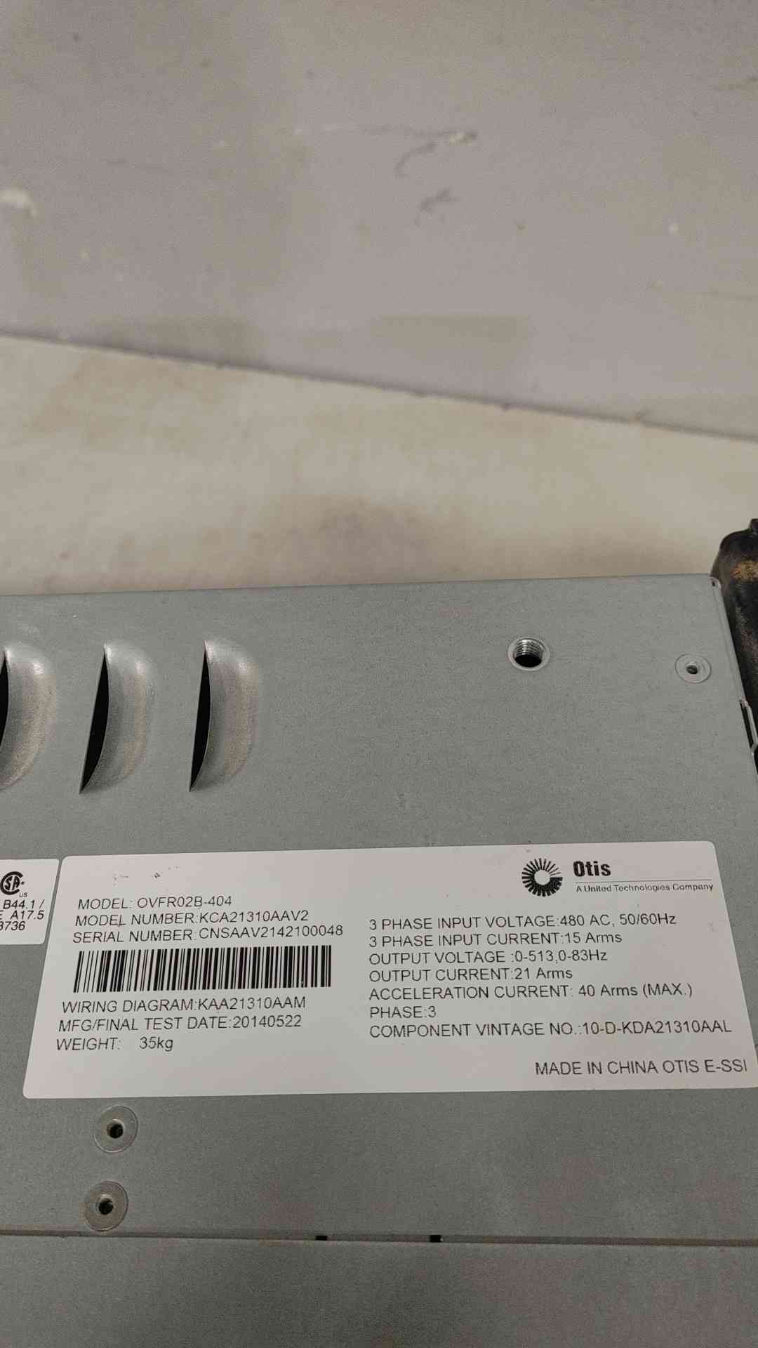 Otis ReGen VFD elevator drive OVFR02B-404(SKU: 112195)