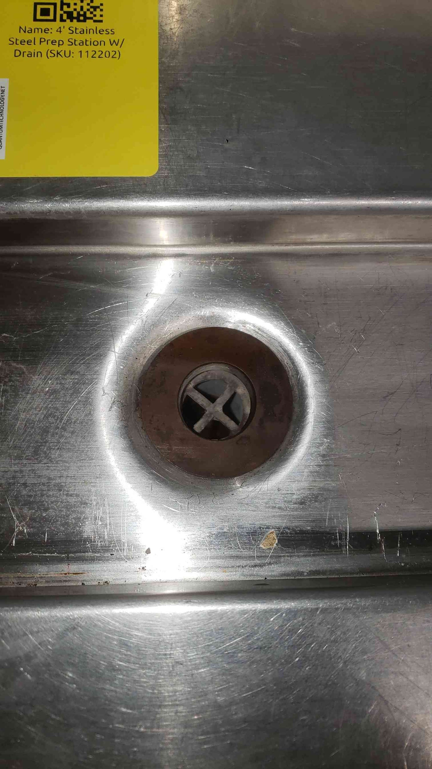 4' Stainless Steel Cafeteria Prep Station W/ Drain (SKU: 112202)