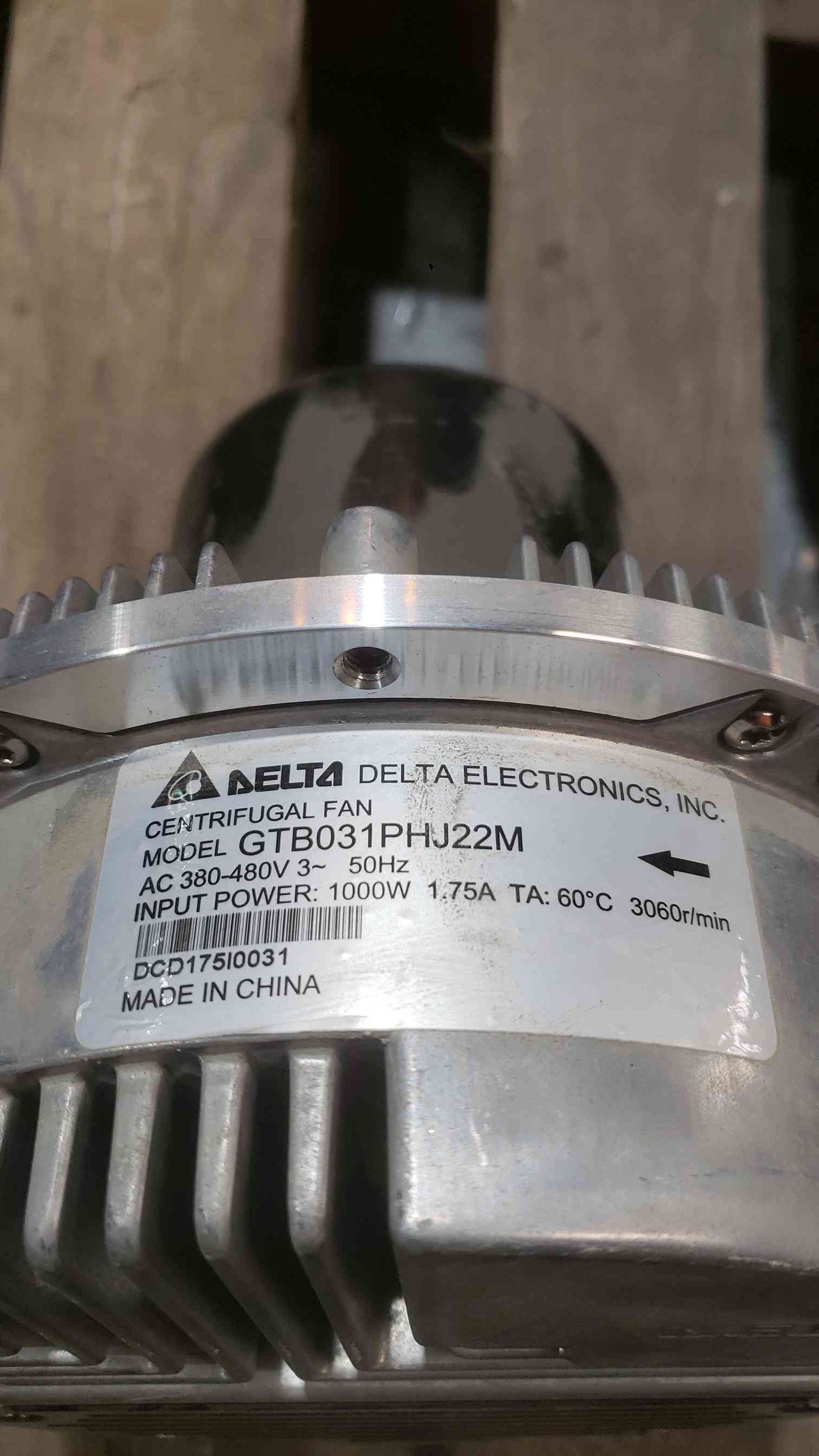 Delta Electronics 380-480VAC 3PH Centrifugal Fan GTB031PHJ22M (SKU: 112225)