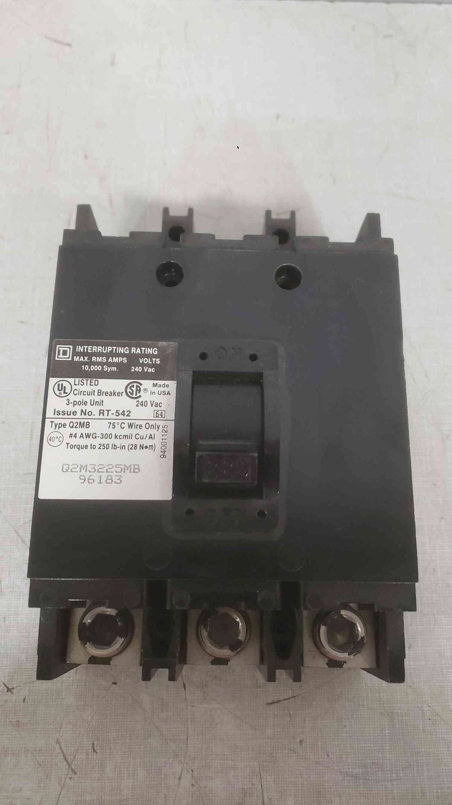 Square D 225A 240VAC 3 Pole Breaker Q2M3225MB (SKU: 112238)