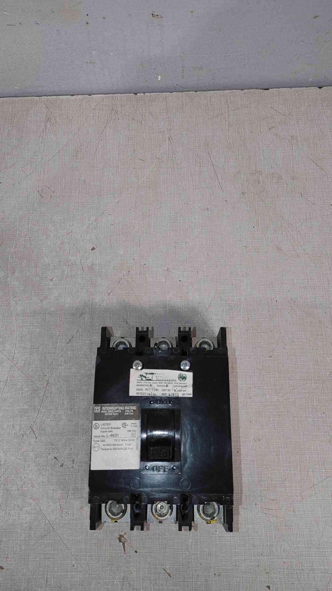 Square D 225A 240VAC 3 Pole Breaker Q2L3225H (SKU: 112248)